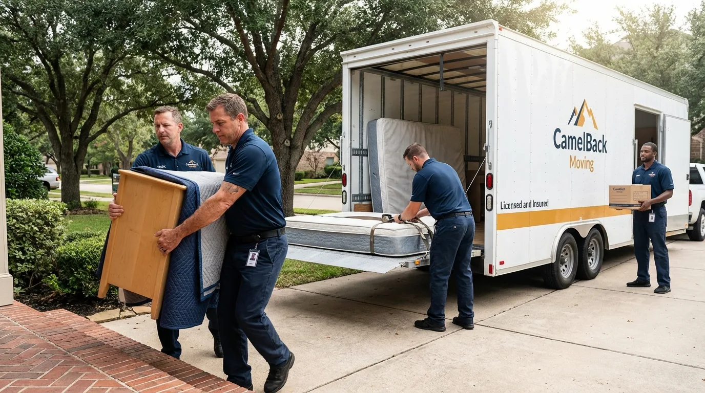 Crew loading residential truck for cross-state move from Campbell, OH